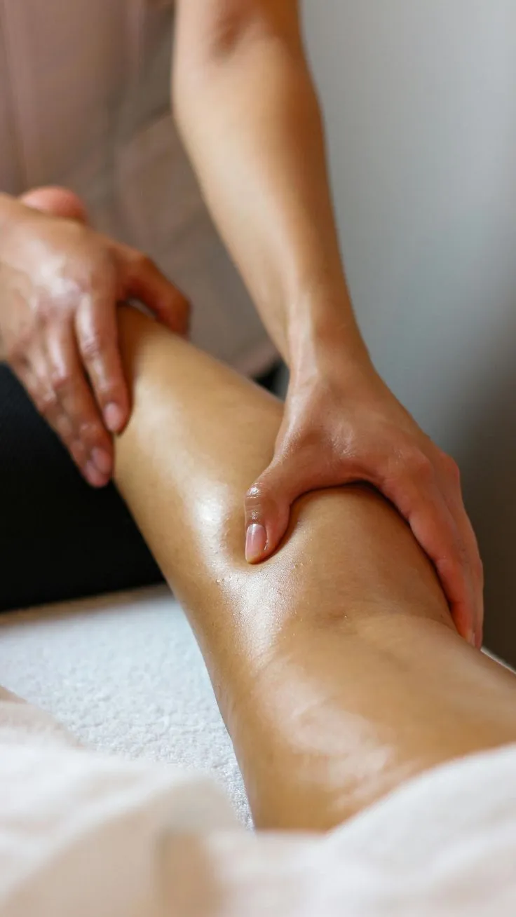 Manual lymphatic drainage on the legs